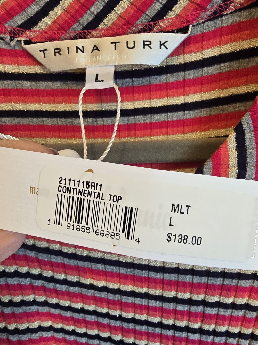 Trina Turk Large NWT Striped Ribbed Tank - Picture 3 of 9